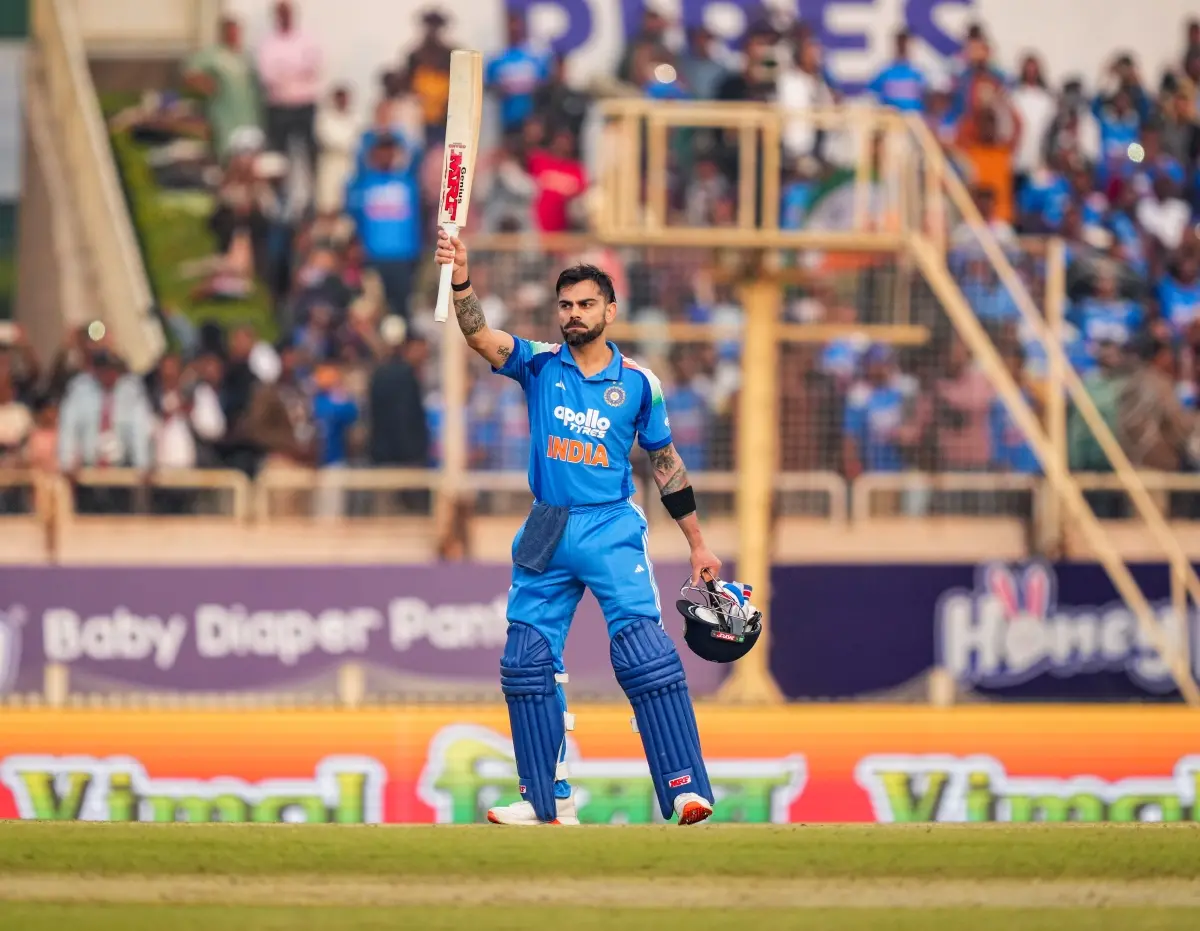 Virat Kohli celebrates his century during the first ODI cricket match of a series between India and South Africa | Photo: PTI