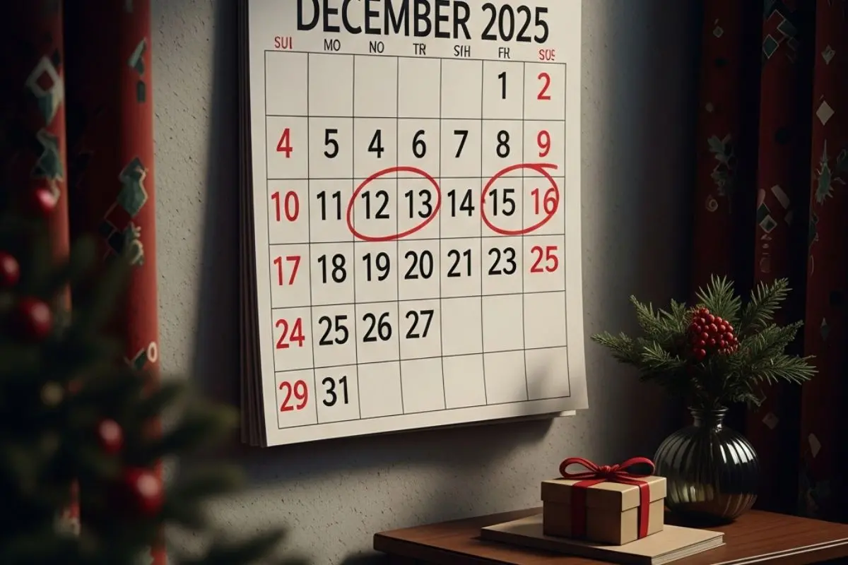 AI-generated image of a December 2025 calendar