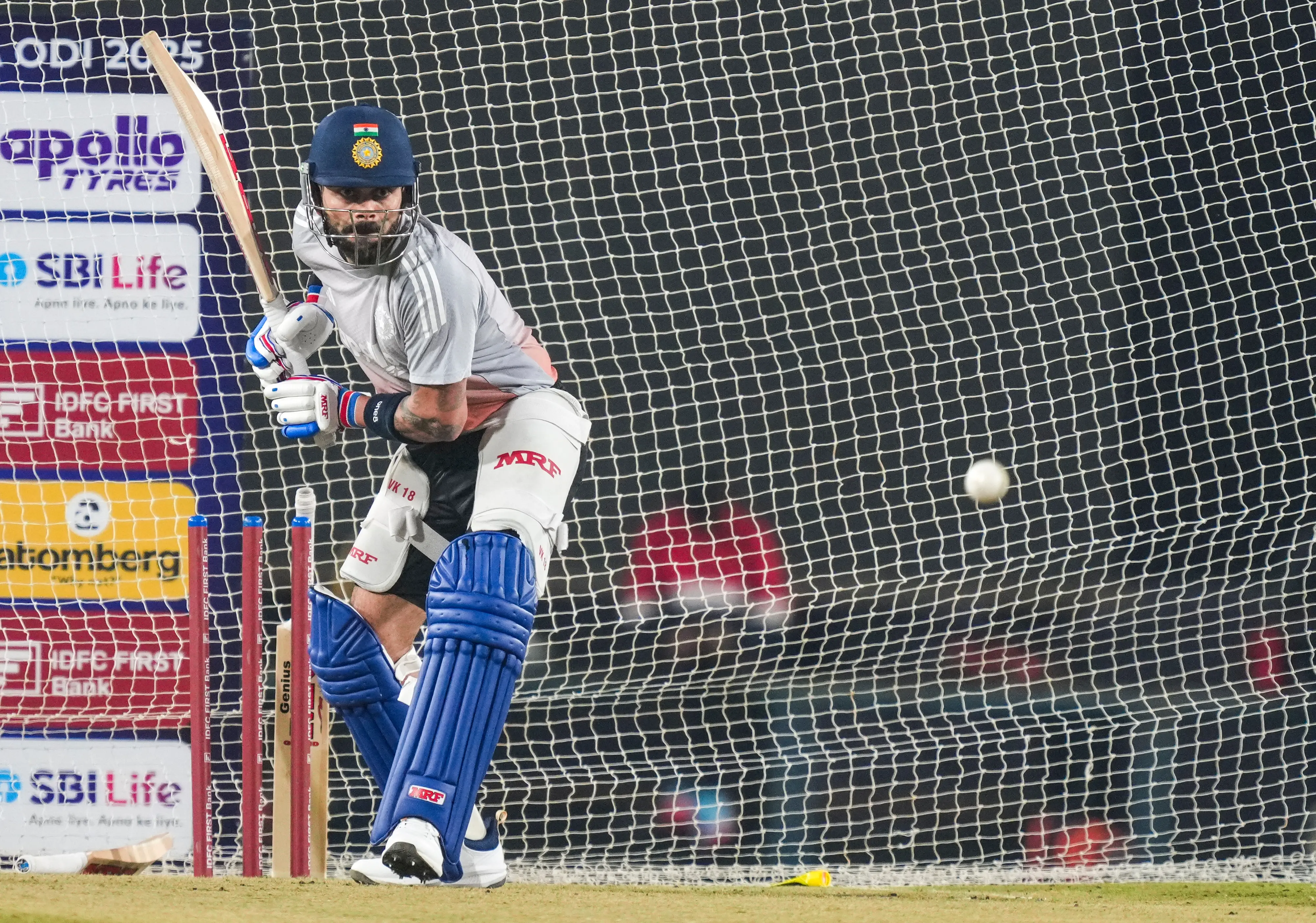 Virat Kohli bats during training session. | Photo: PTI
