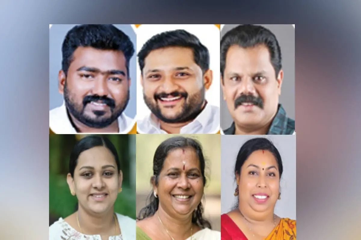 റാന്നി അങ്ങാടി ഡിവിഷനിലെ സ്ഥാനാര്ഥികളായ പ്രശാന്ത് മോളിക്കല്, ആരോൺ ബിജിലി പനവേലി, അനുകുമാര്(മുകൾനിരയില്) മലയാലപ്പുഴ ഡിവിഷനിലെ സ്ഥാനാര്ഥികളായ രേഷ്മ മറിയം റോയി, എം.വി. അമ്പിളി, നന്ദിനി സുധീര്(താഴെ)
