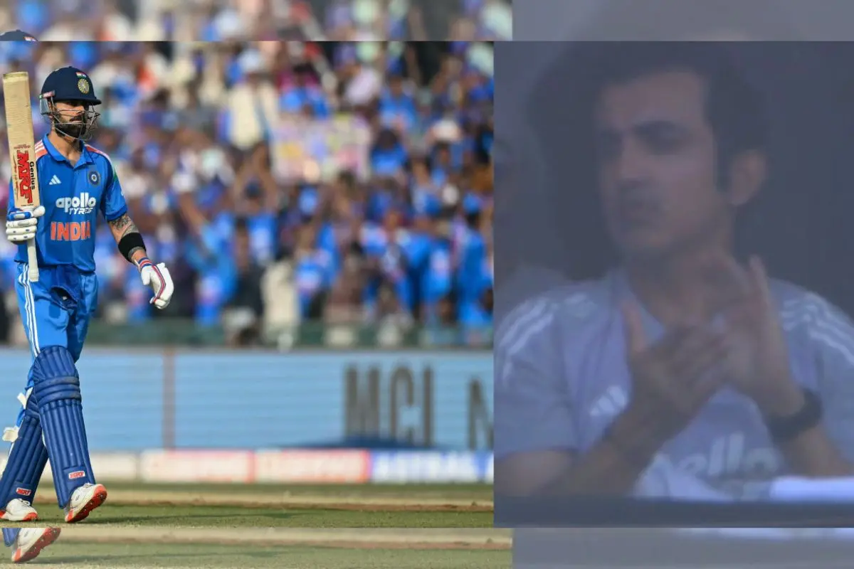 Virat Kohli acknowledges the crowd after scoring a fifty as Gautam Gambhir applauds. | Photos: Agencies/X (screengrab)