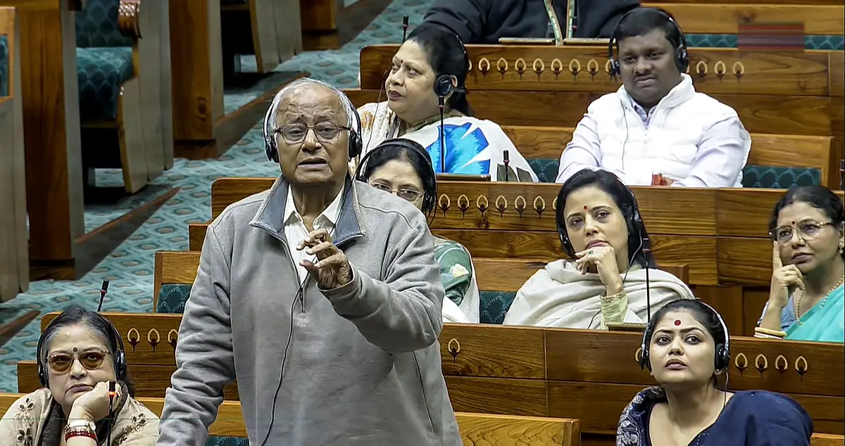 TMC MP Saugata Roy speaks in the Lok Sabha during the Winter session | Photo: PTI