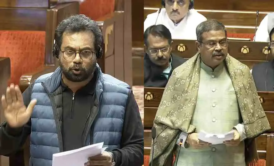 ജോൺ ബ്രിട്ടാസ്, ധര്‍മേന്ദ്ര പ്രധാൻ |ഫോട്ടോ:SANSAD TV