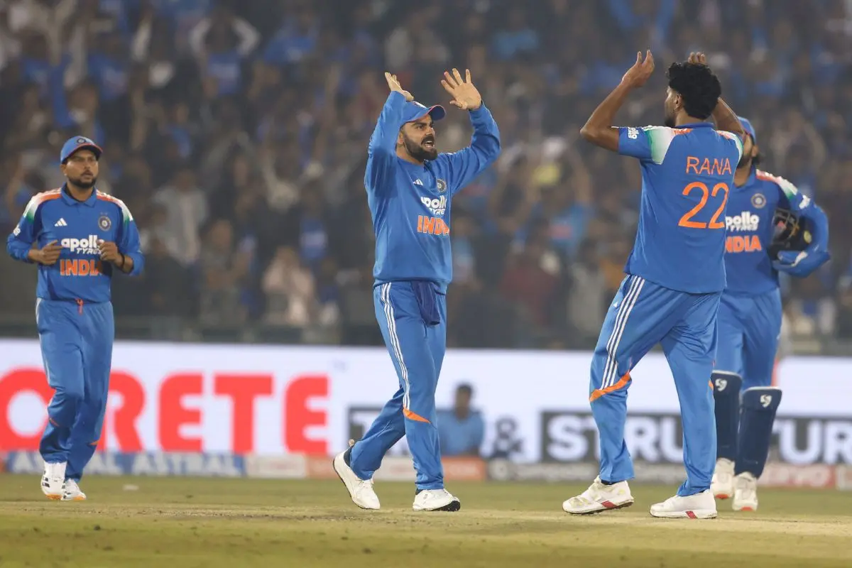 Virat Kohli and Harshit Rana celebrate after dismissing Aiden Markram. | Photo: BCCI/X