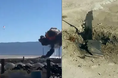 US Air Force fighter jet crashes in California desert; Pilot ejects safely | VIDEO