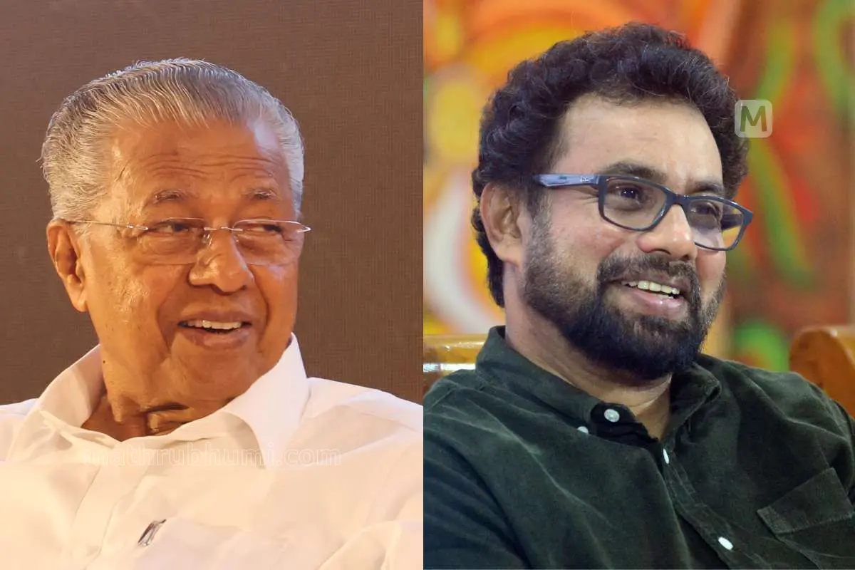 മുഖ്യമന്ത്രി പിണറായി വിജയൻ, ജോൺ ബ്രിട്ടാസ് എംപി | Photo: മാതൃഭൂമി