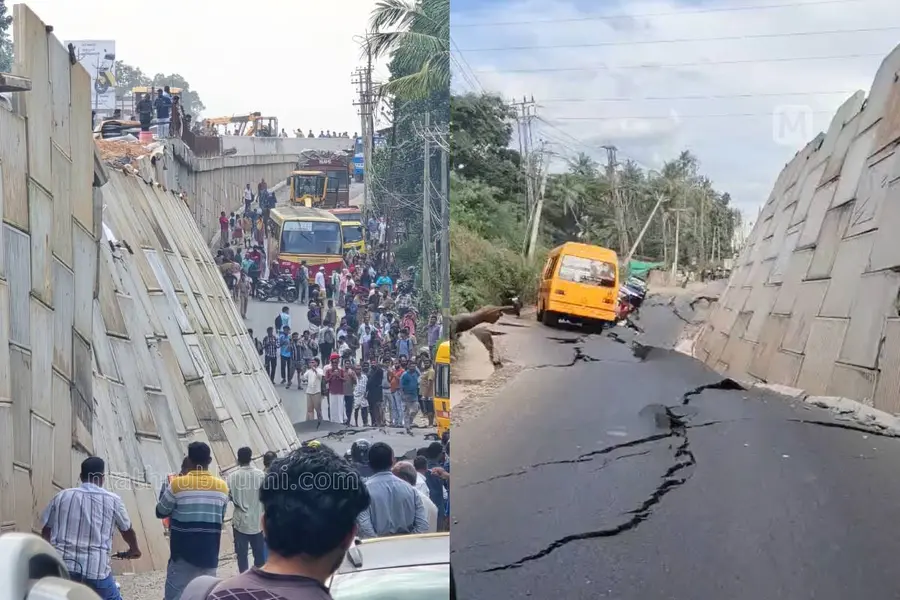 കൊല്ലം കൊട്ടിയത്ത് ദേശീയപാത ഇടിഞ്ഞുതാഴ്ന്നു, വന്‍ ഗര്‍ത്തം, വാഹനങ്ങള്‍ കുടുങ്ങി