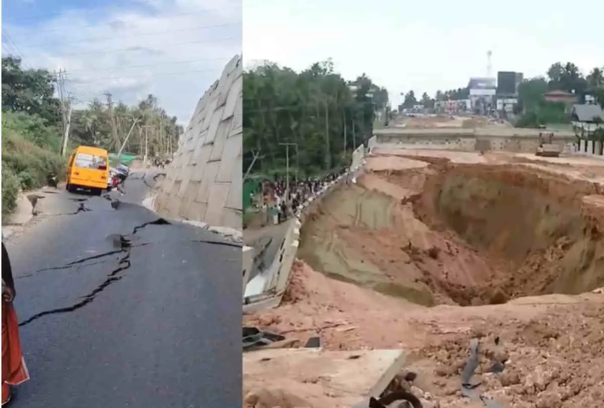 കൊട്ടിയം ദേശീയപാതയിലുണ്ടായ അപകടത്തിന്റെ ദൃശ്യം