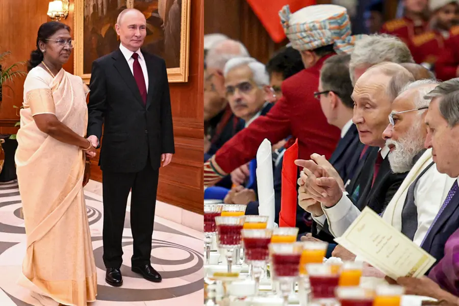 Exotic vegetarian feast served for Russian President Vladimir Putin at Rashtrapati Bhavan, featuring dishes like Muringayila Chaar and Murukku