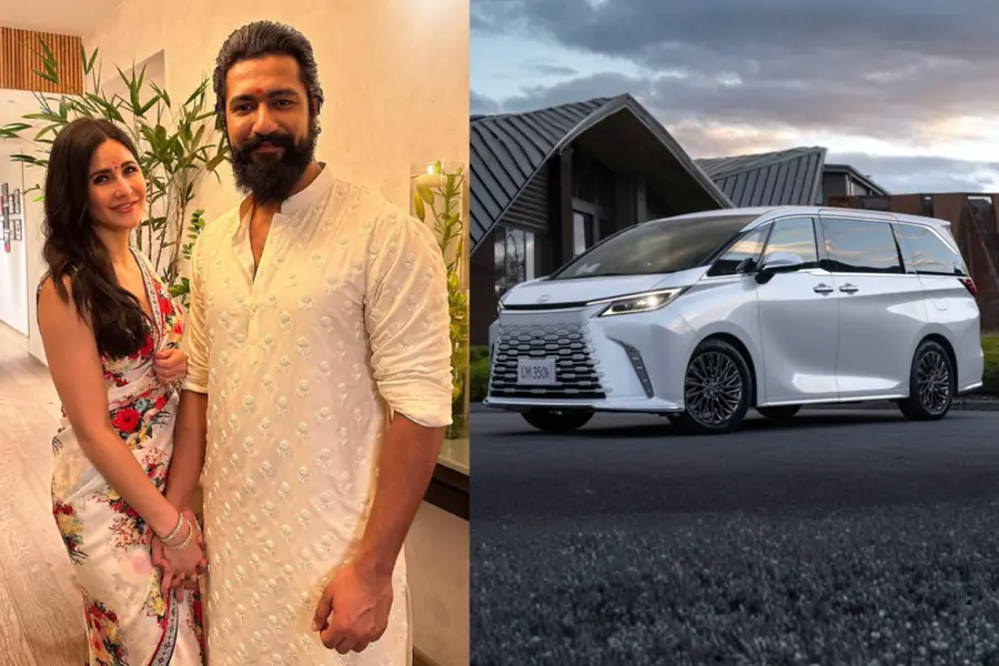 Bollywood couple Vicky Kaushal and Katrina Kaif with their new luxury car, the Lexus LM 350h 4S, worth ₹3.20 Crore, after the birth of their son