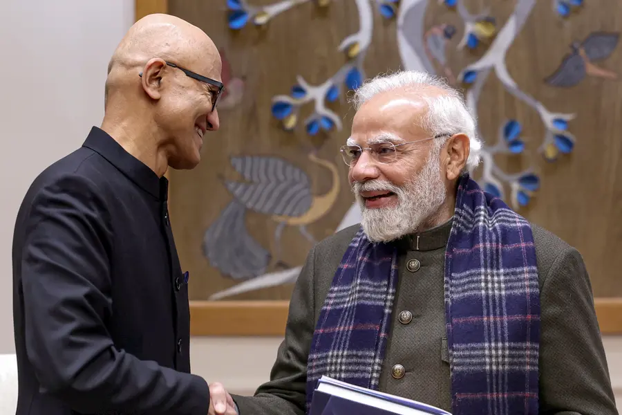 Prime Minister Narendra Modi meets Microsoft CEO Satya Nadella, in New Delhi