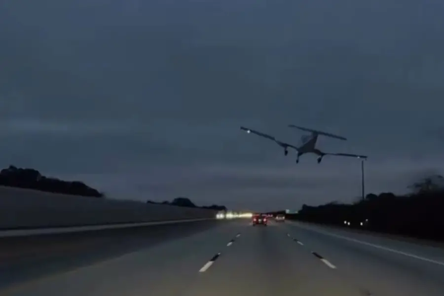 Small plane falls from sky onto Florida freeway, skids over car | WATCH