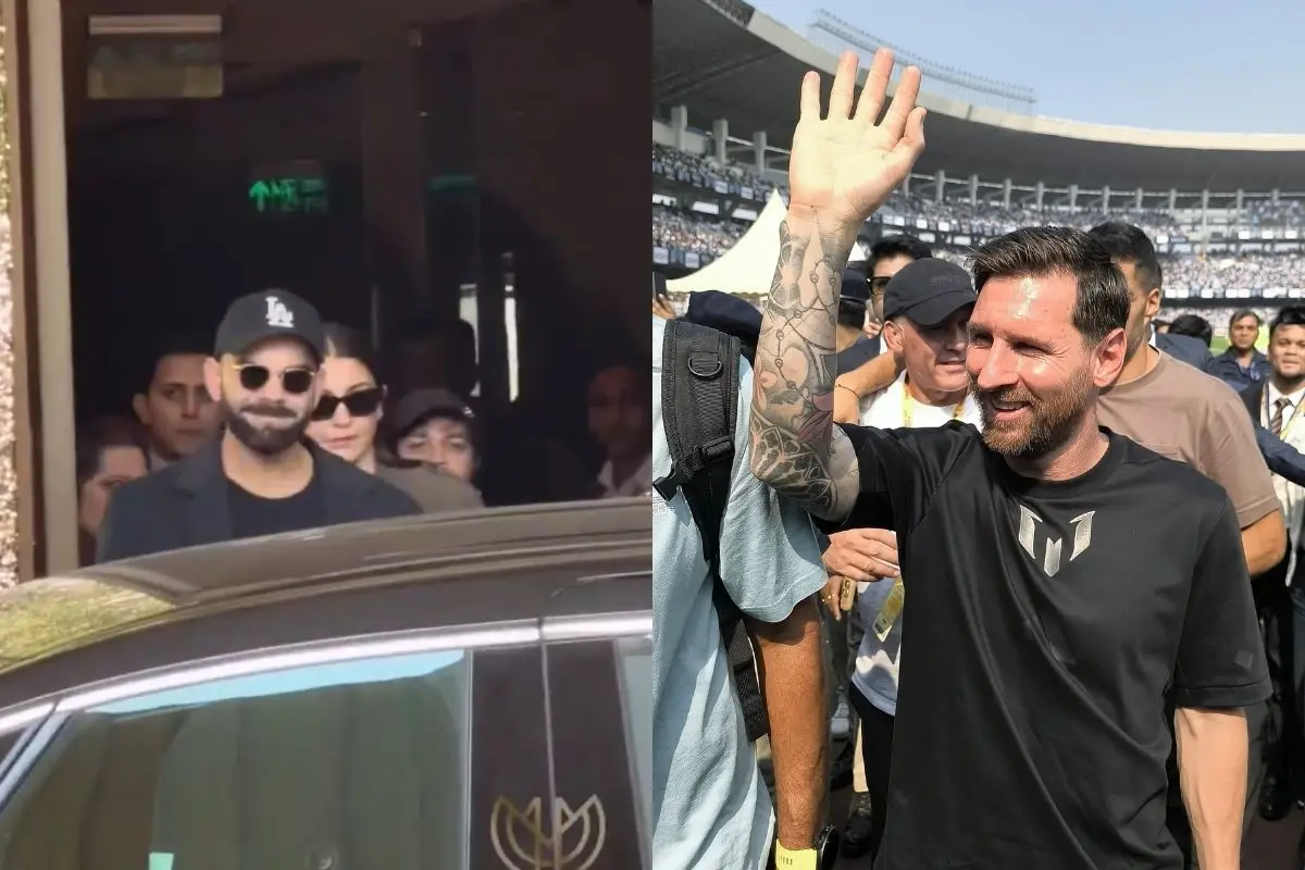 Virat Kohli and Anushka Sharma, Lionel Messi | Photo: X, ANI