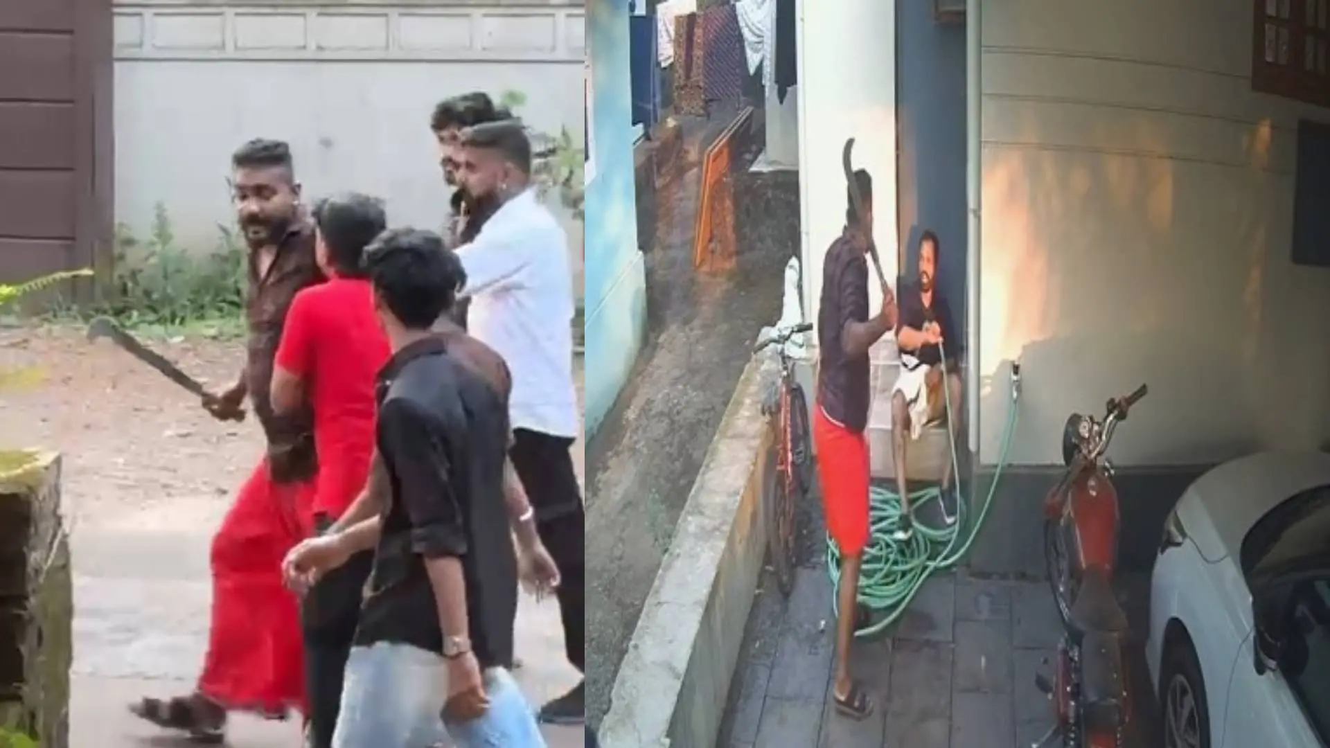 വടിവാളുമായി പ്രകടനം നടത്തിയവർ