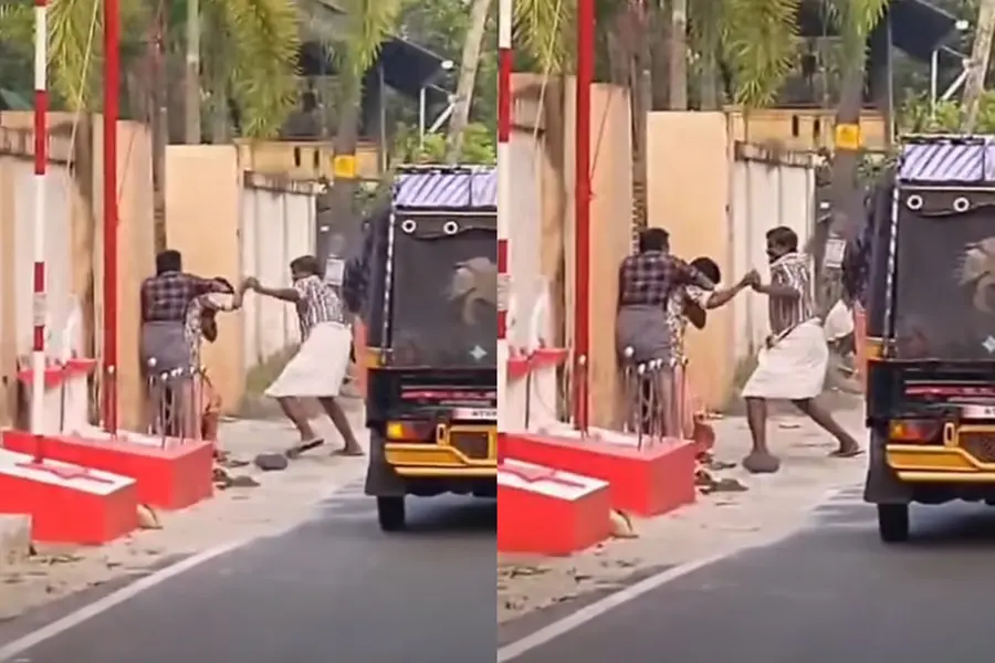 CPM workers allegedly attacking an auto rickshaw driver in Mararikulam, Alappuzha