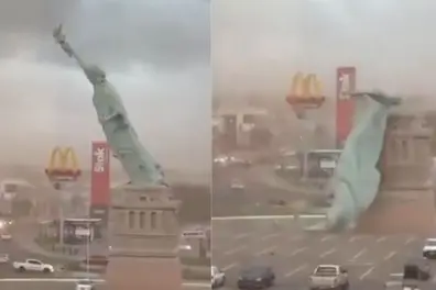 Havan’s 24-metre Statue of Liberty crashes in southern Brazil storm | WATCH