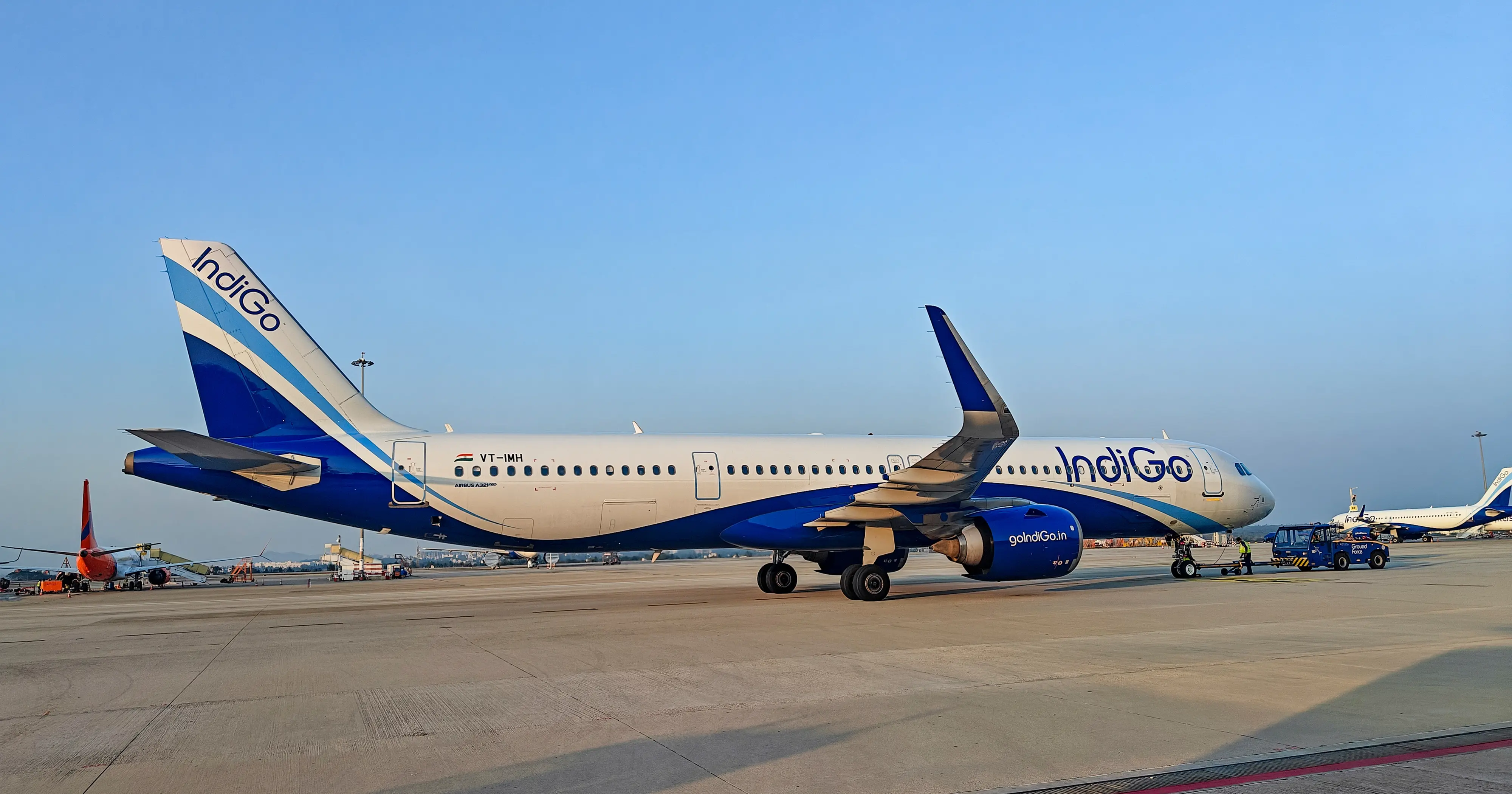 An IndiGo flight prepares to take off from Kempegowda International Airport in Bengaluru| Photo: PTI /Shailendra Bhojak