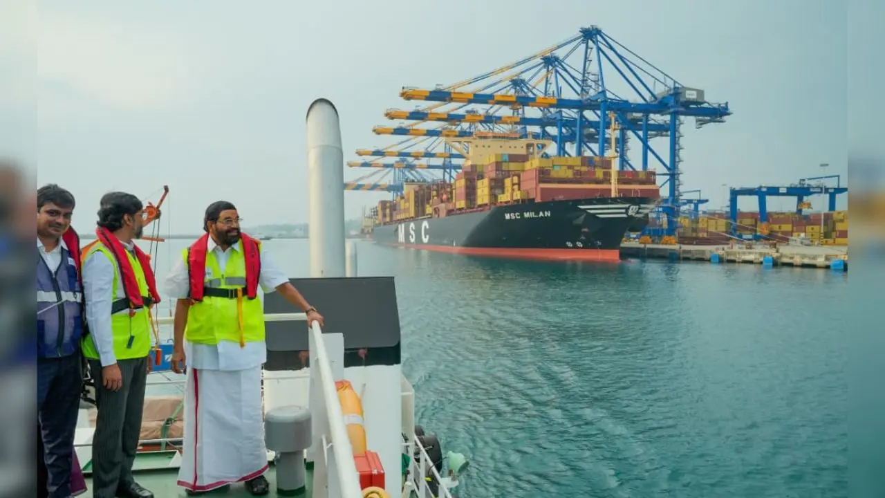 Minister VN Vasavan at Vizhinjam | Photo: Special Arrangement