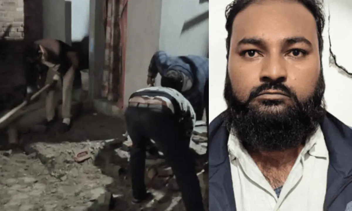 മൃതദേഹം കുഴിച്ചിട്ട സ്ഥലത്ത് പോലീസ് പരിശോധന നടത്തുന്നു, ഫാറൂഖ്| Photo: Special arrangement
