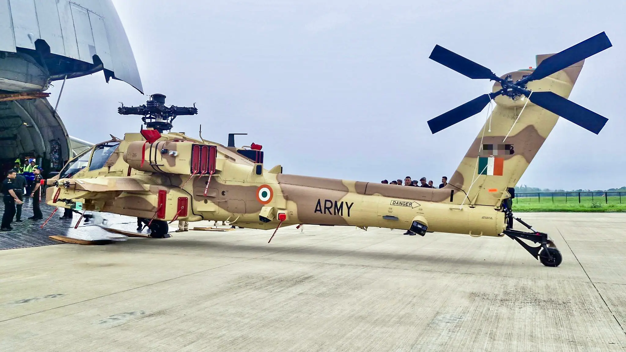Indian Army receives Boeing AH-64E Apache helicopters as part of the U.S.-India Major Defense Partnership, on Wednesday. | Photo: ANI