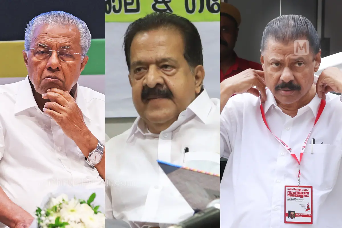 പിണറായി വിജയൻ, രമേശ് ചെന്നിത്തല, എം.വി. ഗോവിന്ദൻ | Photo: Mathrubhumi