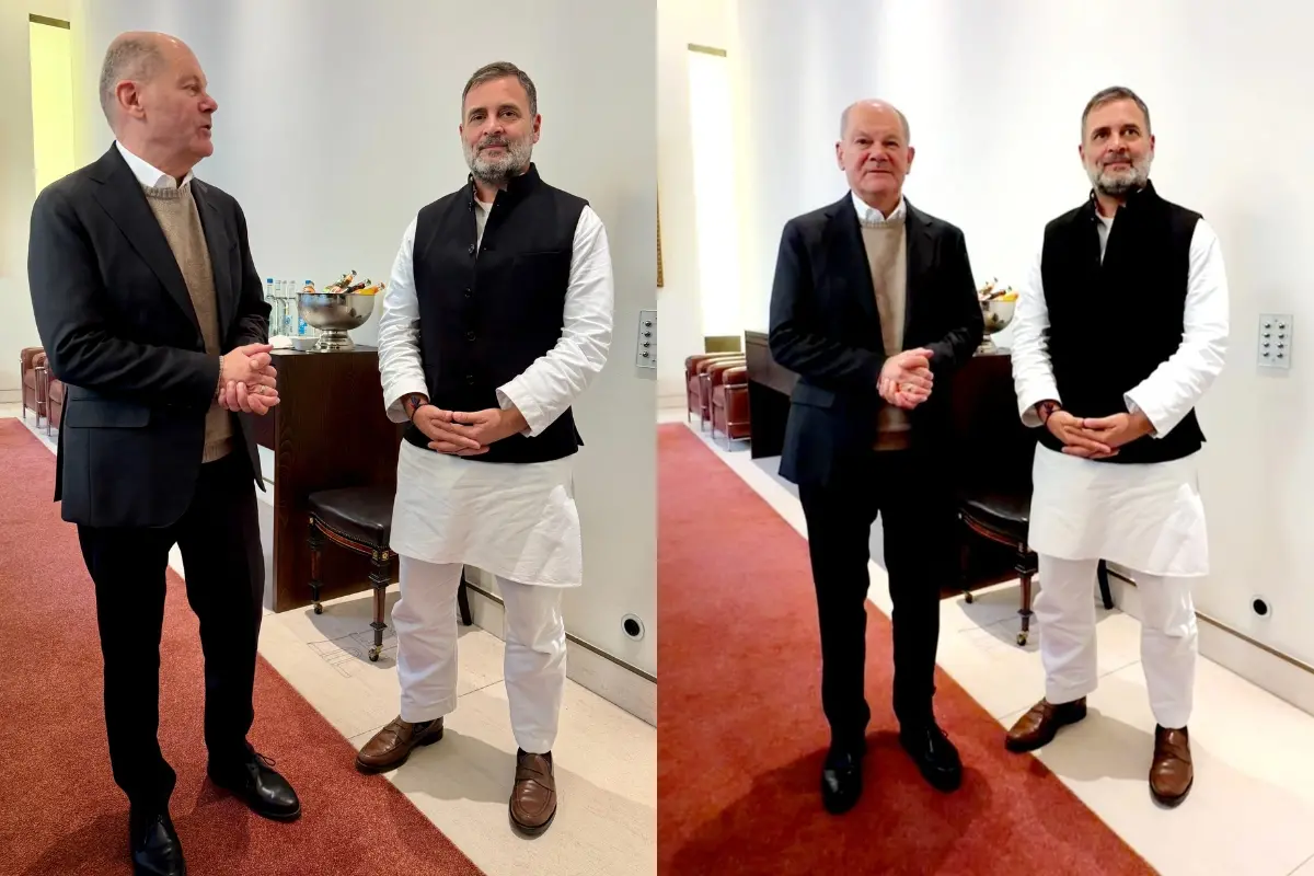 Lok Sabha Leader of Opposition Rahul Gandhi had a lunch discussion with former Chancellor of Germany, Olaf Scholz | Photo: ANI