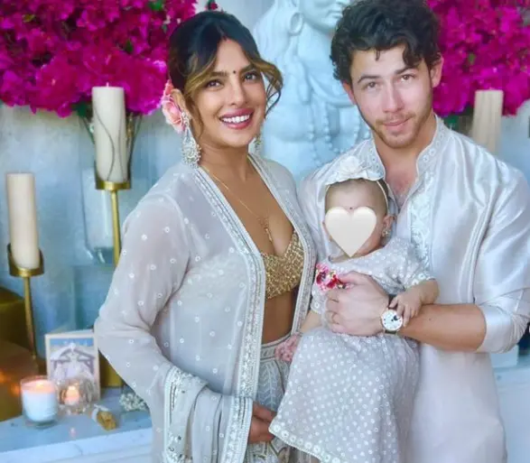 Priyanka Chopra and Nick with baby. Photo: Instagram/priyankachopra