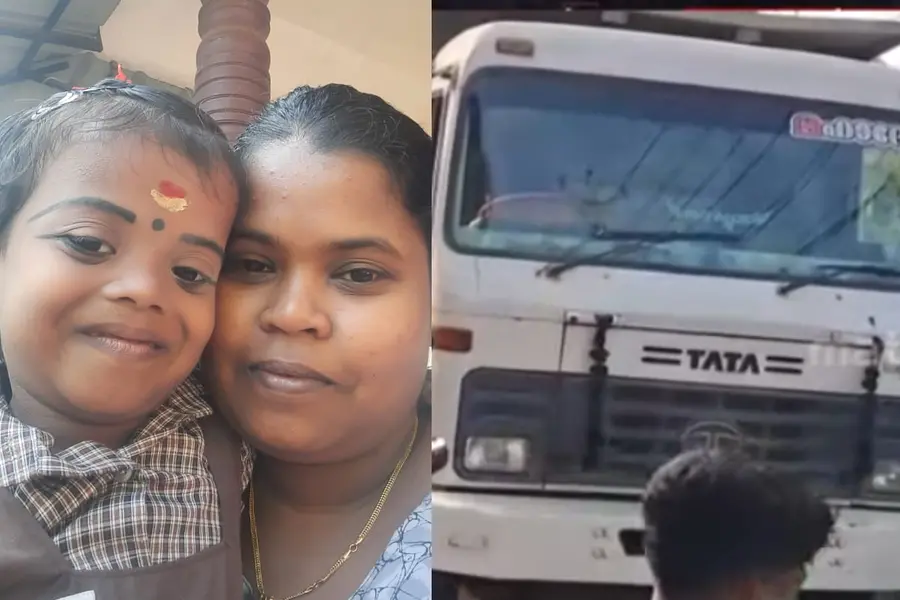 പാലക്കാട് സ്കൂട്ടറിന് പിന്നിൽ ടോറസ് ലോറി ഇടിച്ചു; അമ്മയും കുഞ്ഞും മരിച്ചു