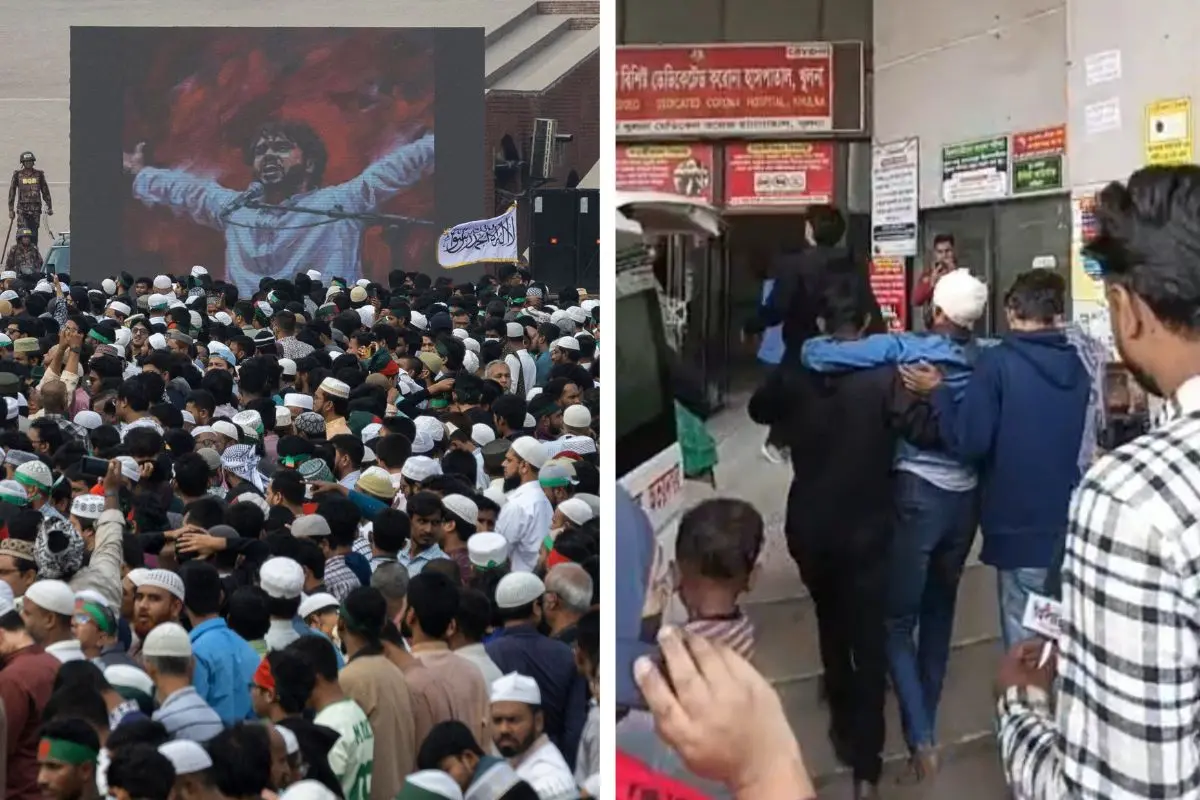 Political violence after youth leader Sharif Osman Bin Hadi`s death, Chief Motaleb Sikdar shot (R)