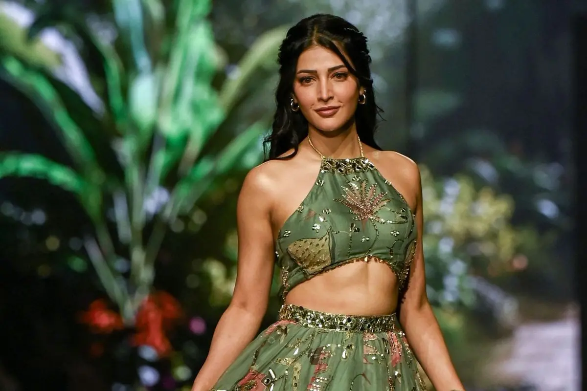 Shruti Haasan at the Lakmé Fashion Week. Photo: AFP