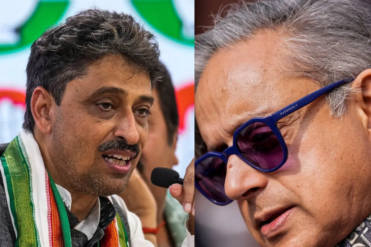Congress MPs Imran Masood (Left) and Shashi Tharoor, seen in an inset image, amid political remarks on the BJP's presence in Kerala. Photos: PTI