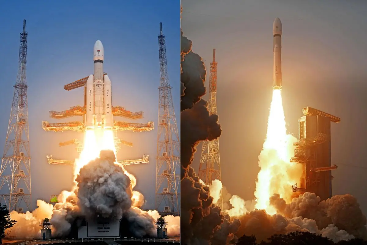 ISRO's launch vehicle LVM3-M6 carrying the United States' next-generation BlueBird Block-2 communication satellite of AST SpaceMobile lifting off from the launch pad at the Satish Dhawan Space Centre in Sriharikota in Andhra Pradesh | Photo: AFP