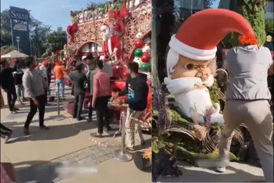 Mob vandalises Christmas decorations in Raipur mall amid Chhattisgarh bandh | VIDEO