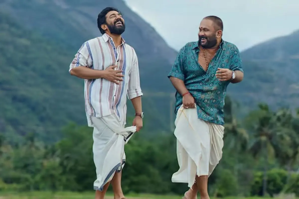 Nivin Pauly (Left) and Aju Varghese from a scene in the movie.
