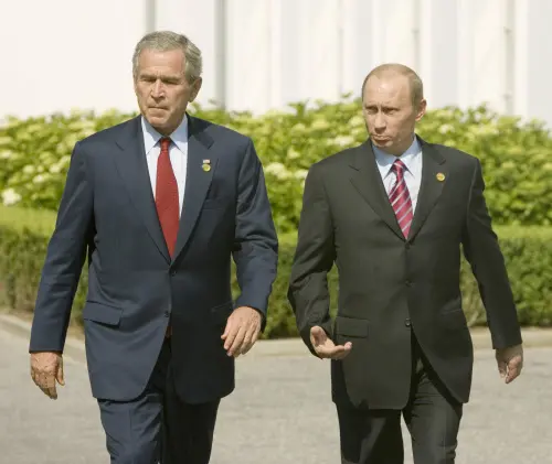 Bush, left, and Russian President Vladimir Putin in 2007 | AP File