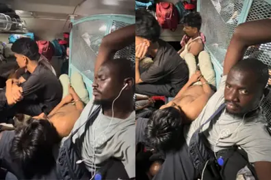 Stranger sleeps on Kenyan traveller’s lap in packed train; video sparks online debate | VIDEO