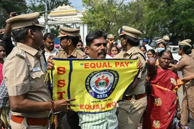Chennai protest turns violent: Why teachers and sanitation workers hit the streets