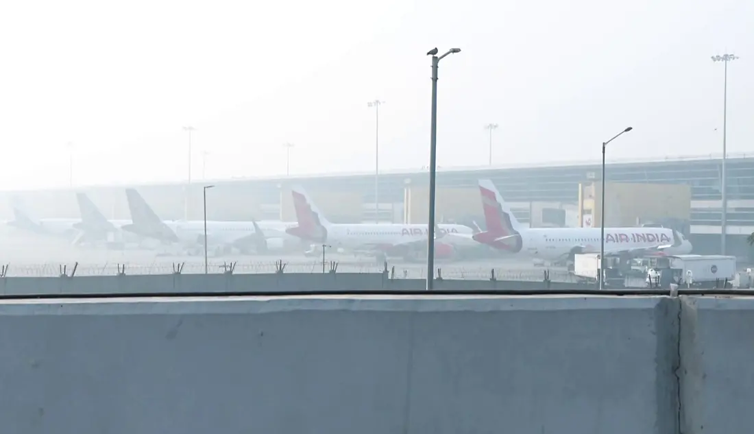 Planes seen parked at IGI Airport amid dense fog in New Delhi | File photo: ANI