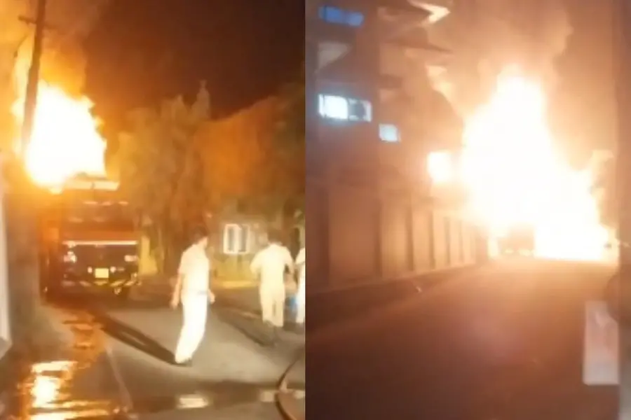 പാലായിൽ വൈദ്യുതി കമ്പിയിൽ തട്ടി ലോറിക്ക് തീപ്പിടിച്ചു; സാധനങ്ങൾ പൂർണമായും കത്തിനശിച്ചു