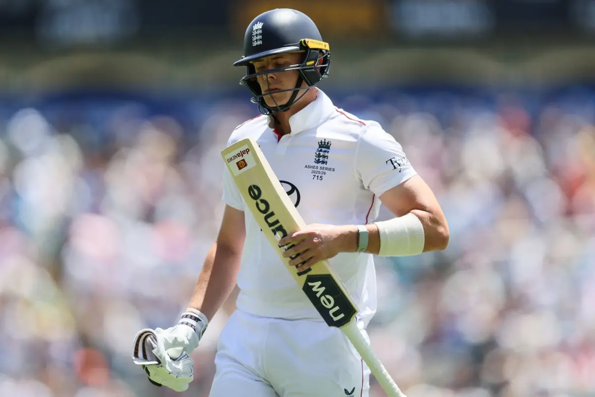 England's Jamie Smith walks from the field after he was dismissed during play on the final day of the third Ashes cricket test between England and Australia in Adelaide. | Photo: AP/PTI
