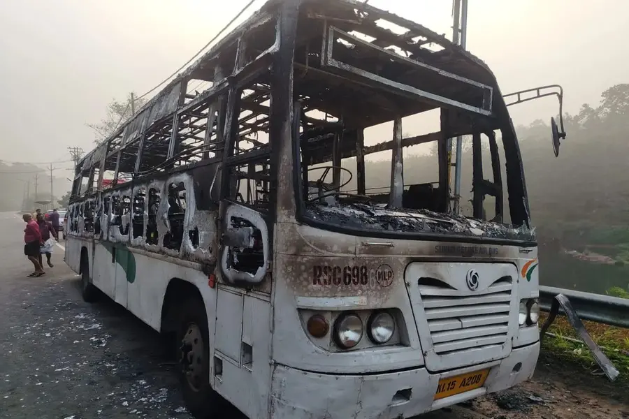 Major tragedy averted as 35 tourists escape unhurt in KSRTC bus fire in Kottayam