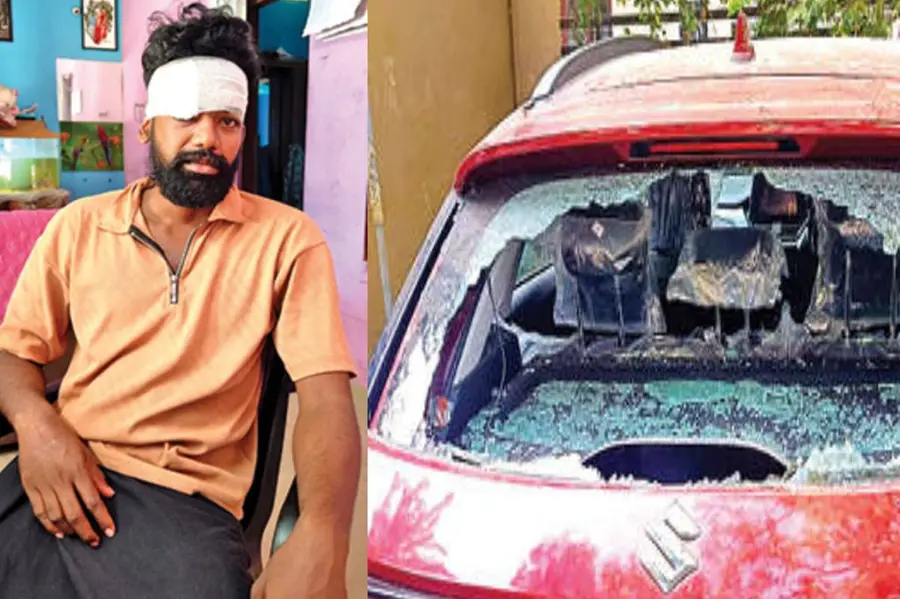 വാഹനത്തിന്റെ കണ്ണാടിതട്ടിയതിന്റെ പേരിൽ യുവാവിനുനേരേ ആൾക്കൂട്ട ആക്രമണം; കാർ തല്ലിത്തകർത്തു