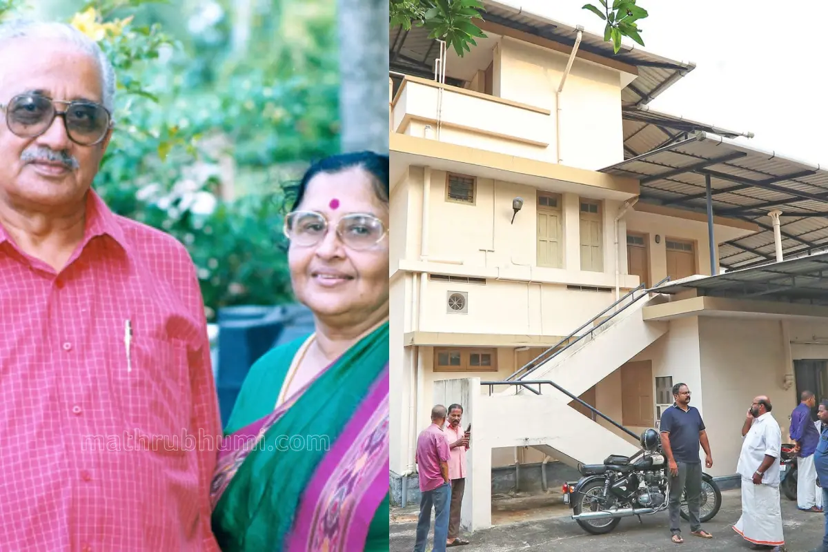 Santhakumari with husband Viswanathan Nair; Their family home at Mudavanmugal | Photos: Mathrubhumi