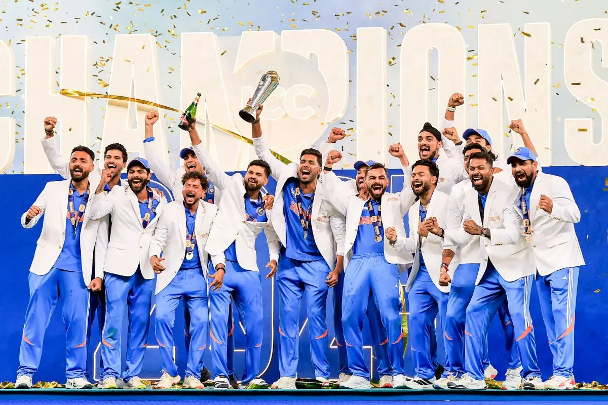 Indian players celebrating after winning the ICC Champions Trophy 2025 final match against New Zealand, at Dubai International Cricket Stadium in Dubai in March 2025. (Representative photo: ANI)