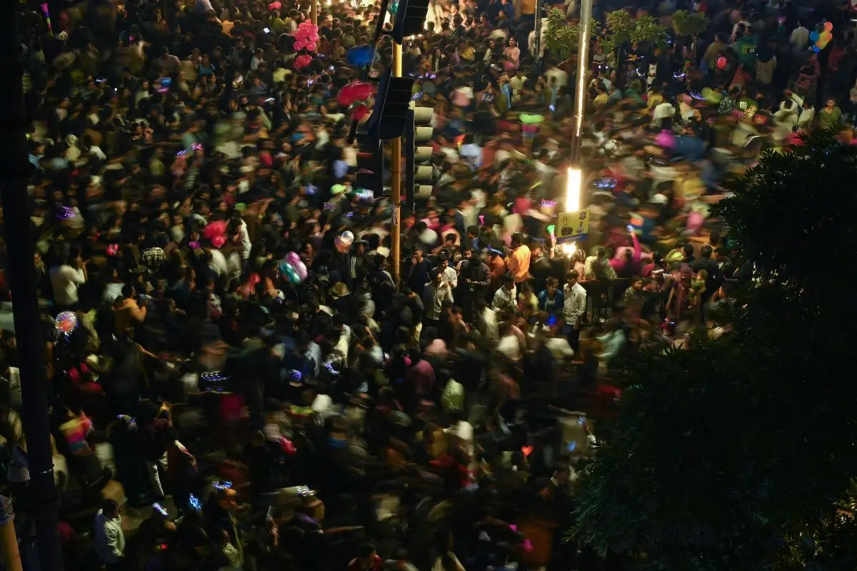People celebrating the New Year at CG road in Ahmedabad | Photo: AFP