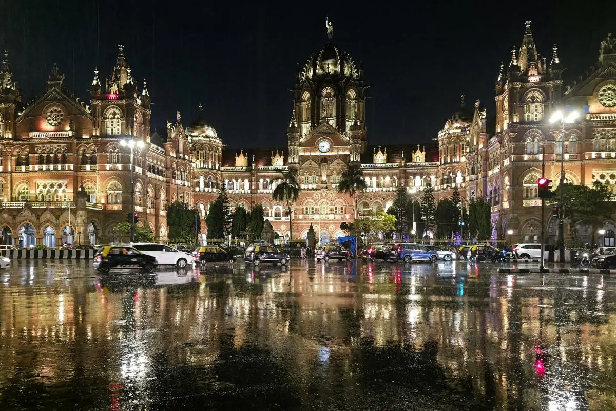 A view of the Chhatrapati Shivaji Maharaj Terminus during rainfall, in Mumbai on Wednesday (Photo: ANI)