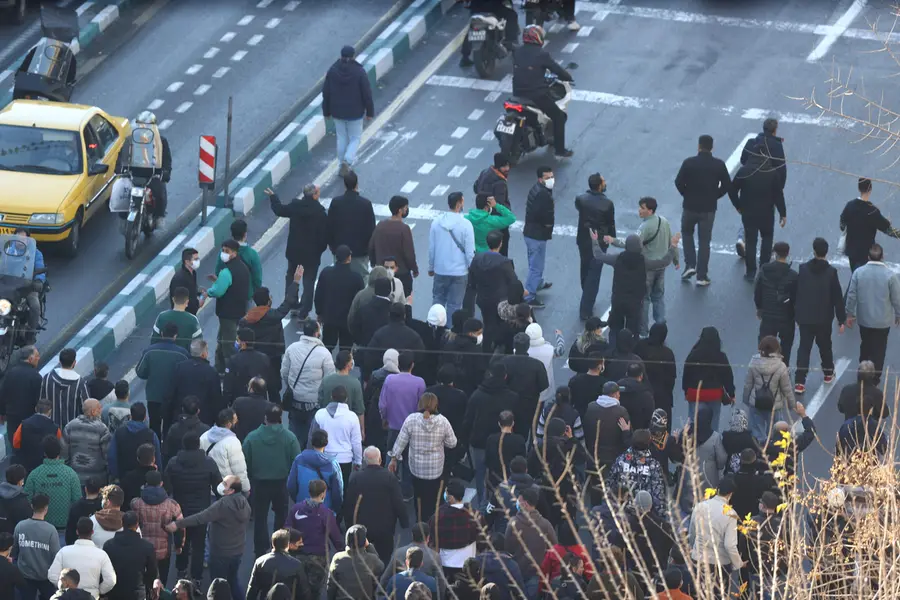Shopkeepers and traders protest in the street against the economic conditions and Iran's embattled currency in Tehran