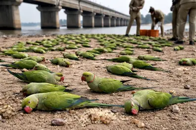 200 parrots die of suspected food poisoning on Narmada riverbank in MP’s Khargone