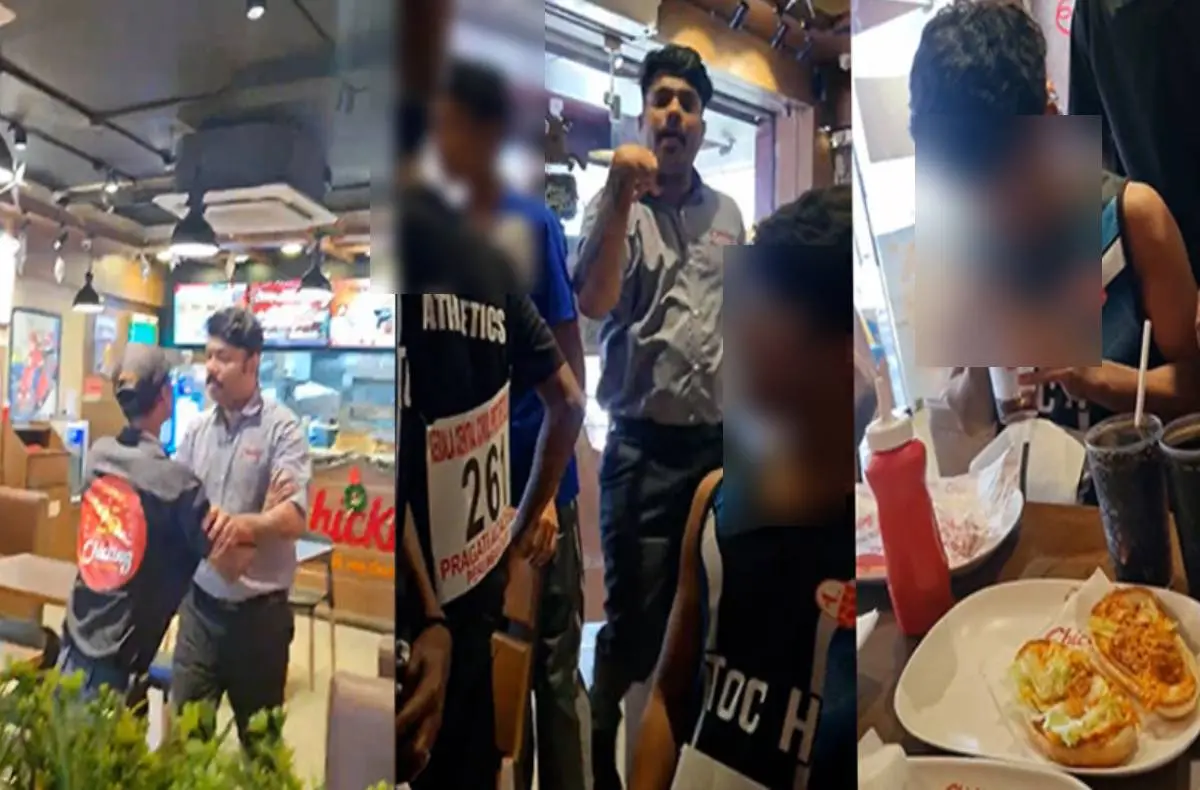 കുട്ടികളോട് തർക്കിക്കുന്ന ചിക്കിങ് മാനേജർ