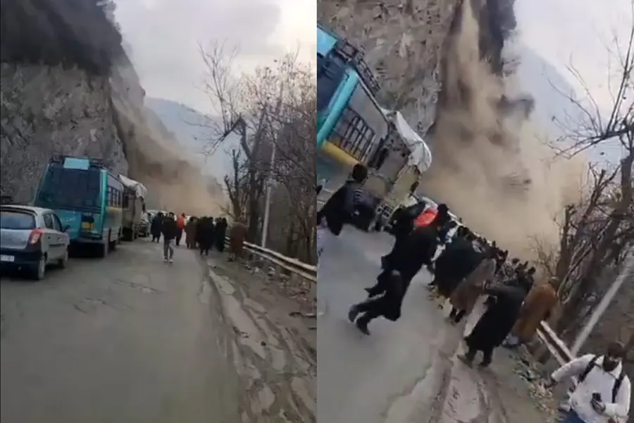 Landslide shuts Srinagar–Baramulla highway near Eco Park; traffic suspended